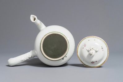A Chinese famille rose export porcelain chocolate jug, Qianlong