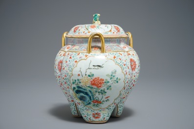 A Chinese famille rose incense burner and cover, mark of Jiangxi Porcelain Company, Republic, 20th C.