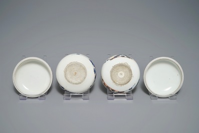 A pair of Chinese Imari style covered bowls, Kangxi