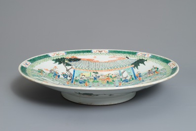 A massive Chinese famille verte dish, 19/20th C.