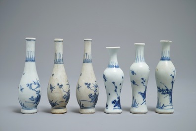 Zes Chinese blauwwitte vazen met floraal decor, Hatcher cargo, Transitie periode
