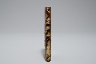 Two Japanese gilt-lacquered tortoise shell and horn spectacle cases, Meiji, 19th C.