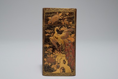 Two Japanese gilt-lacquered tortoise shell and horn spectacle cases, Meiji, 19th C.