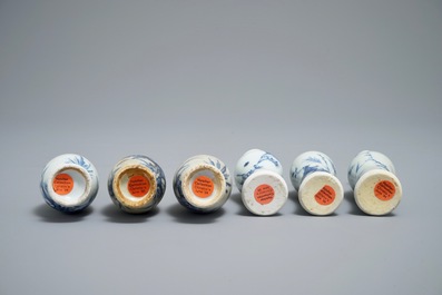 Zes Chinese blauwwitte vazen met floraal decor, Hatcher cargo, Transitie periode
