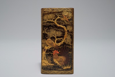 Two Japanese gilt-lacquered tortoise shell and horn spectacle cases, Meiji, 19th C.