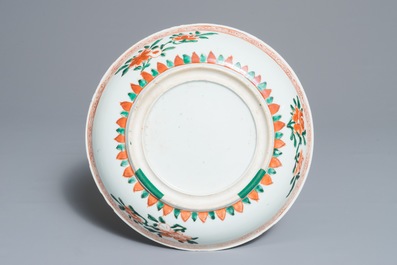 A Chinese wucai dish with floral design, Kangxi