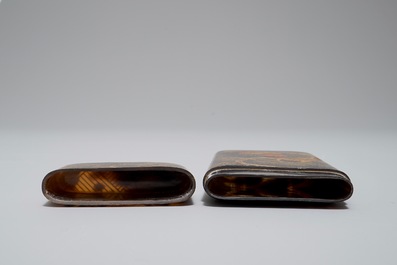 Two Japanese gilt-lacquered tortoise shell and horn spectacle cases, Meiji, 19th C.
