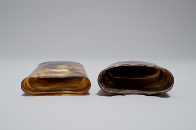 Two Japanese gilt-lacquered tortoise shell and horn spectacle cases, Meiji, 19th C.
