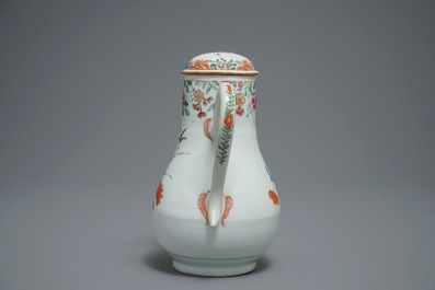 A Chinese famille rose ewer and basin with floral design, Qianlong