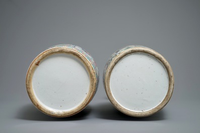 Two tall Chinese famille rose vases, 19th C.