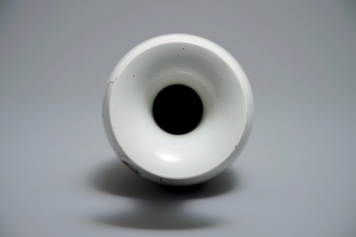 A Chinese iron red and grisaille vase with immortals, Qianlong mark, Republic, 20th C.