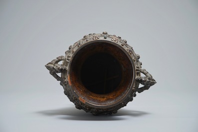 Un vase en bronze incrust&eacute;, Sino-Tibet, 18/19&egrave;me