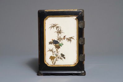 A small Japanese gilt-lacquered and Shibayama ivory cabinet, Meiji, 19th C.