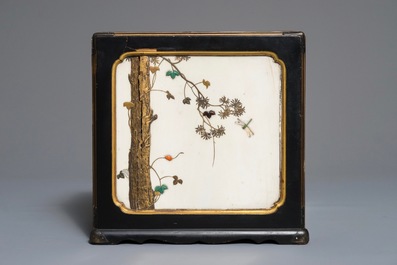 A small Japanese gilt-lacquered and Shibayama ivory cabinet, Meiji, 19th C.