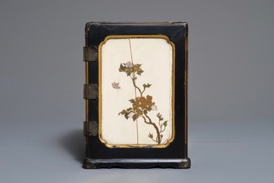 A small Japanese gilt-lacquered and Shibayama ivory cabinet, Meiji, 19th C.