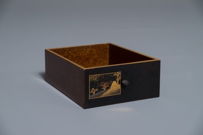 A small Japanese gilt-lacquered and Shibayama ivory cabinet, Meiji, 19th C.