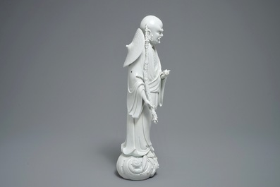 Un mod&egrave;le de Damo en porcelaine blanc de Chine de Dehua, marque de Boji yuren, 19&egrave;me