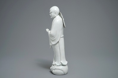 Un mod&egrave;le de Damo en porcelaine blanc de Chine de Dehua, marque de Boji yuren, 19&egrave;me
