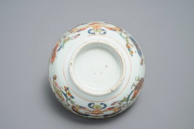 A Chinese famille rose 'Pompadour' cup and saucer, Qianlong, ca. 1745