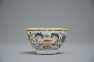 A Chinese famille rose 'Pompadour' cup and saucer, Qianlong, ca. 1745