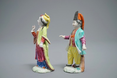 A pair of Chinese famille rose Meissen-style 'Turquerie' figures, Qianlong