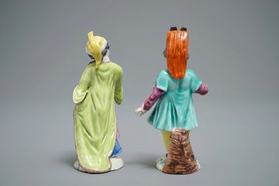 A pair of Chinese famille rose Meissen-style 'Turquerie' figures, Qianlong