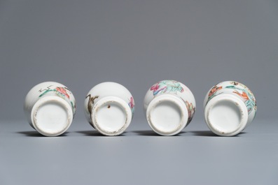 Two pairs of Chinese famille rose miniature meiping vases, 19th C.