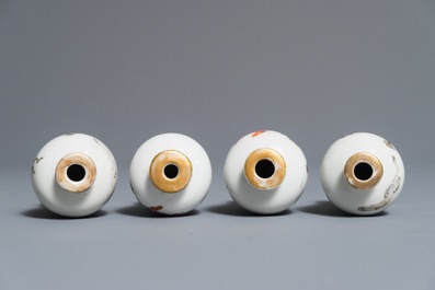 Two pairs of Chinese famille rose miniature meiping vases, 19th C.