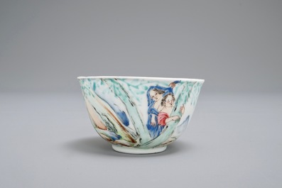 A Chinese famille rose &lsquo;Don Quixote' teabowl, Qianlong