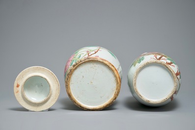 Deux vases en porcelaine de Chine qianjiang cai, 19/20&egrave;me