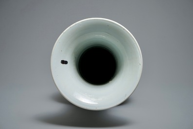 A large Chinese famille verte phoenix-tail vase with figurative design around, Kangxi