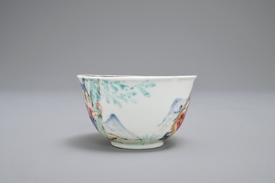 A Chinese famille rose &lsquo;Don Quixote' teabowl, Qianlong