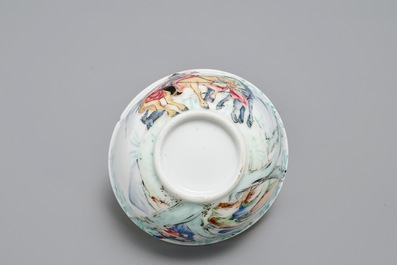 A Chinese famille rose &lsquo;Don Quixote' teabowl, Qianlong