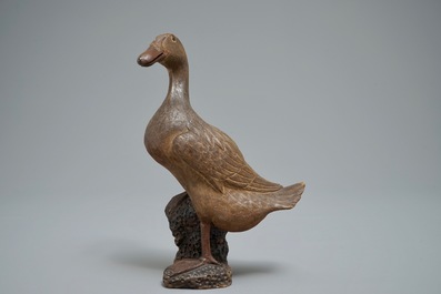 Un mod&egrave;le d'un canard en terre verniss&eacute;e de Shiwan, Chine, 19/20&egrave;me