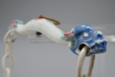 A rare Chinese famille rose reticulated hanging basket, Yongzheng/Qianlong