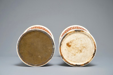 A famille verte-style three-piece garniture with fine flower baskets, Samson, Paris, 19th C.