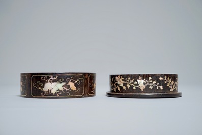 Une bo&icirc;te ronde en bois incrust&eacute; de nacre, Royaume de Ryukyu, Japon, 18/19&egrave;me