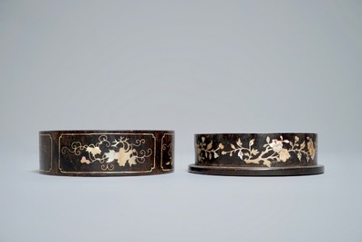 Une bo&icirc;te ronde en bois incrust&eacute; de nacre, Royaume de Ryukyu, Japon, 18/19&egrave;me