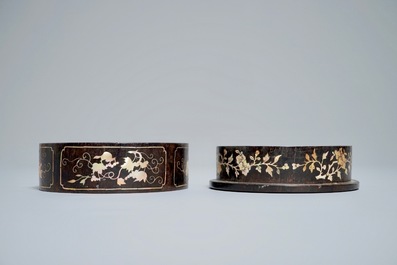 Une bo&icirc;te ronde en bois incrust&eacute; de nacre, Royaume de Ryukyu, Japon, 18/19&egrave;me