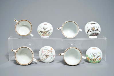 Four Chinese famille rose teapots, 19th C.