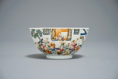 Un bol et une coupe en porcelaine de Chine famille rose, 19/20&egrave;me