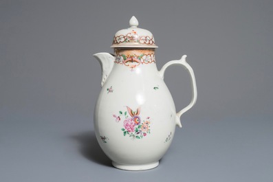 A Chinese famille rose coffee pot and a bourdalou, Qianlong