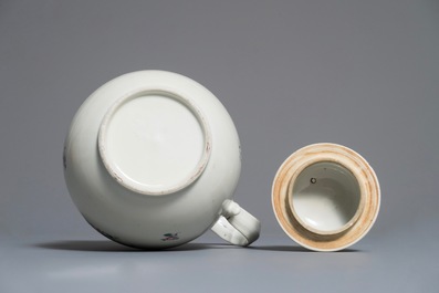 A Chinese famille rose coffee pot and a bourdalou, Qianlong