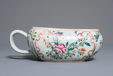 A Chinese famille rose coffee pot and a bourdalou, Qianlong