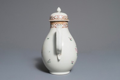A Chinese famille rose coffee pot and a bourdalou, Qianlong