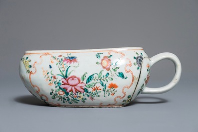 A Chinese famille rose coffee pot and a bourdalou, Qianlong