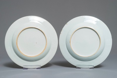 Six Chinese Meissen style plates with a harbour scene, Qianlong