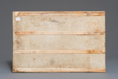 A pair of fine Chinese famille rose plaques with immortals riding their animal, 19/20th C.