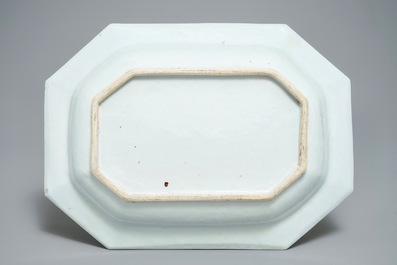 A Chinese monogrammed famille rose tureen and cover on stand, Qianlong
