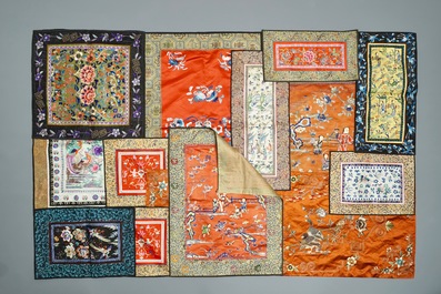 Une broderie &agrave; d&eacute;cor de canards mandarins et un ensemble de petites broderies, 19/20&egrave;me